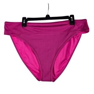 Old Navy Bikini Bottom Women 2X Pink Ribbed High Rise Stretch Swim Casual Y2K